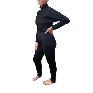 Vintage Seattle Gear Black Jumpsuit Romper Onesie Stirrups Petite